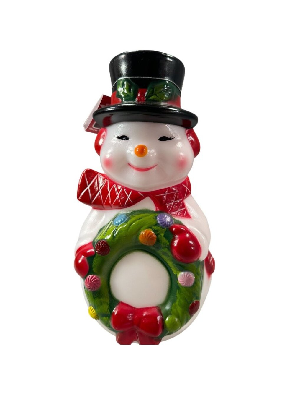 Mr Christmas Snowman Blow Mold Nostalgic Decoration Wreath Black Hat Holiday